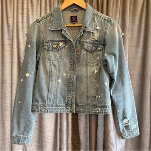 Boom Boom Jeans Distressed Bleached Jean Denim Jacket